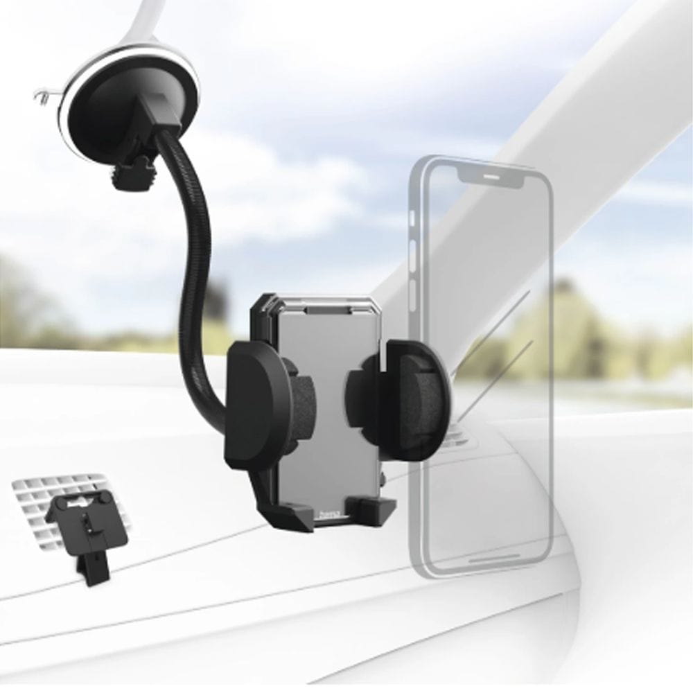 Hama Universal Smartphone Holder Set 4-11cm Device Width Support, Adjustable Clamp Mount, Secure Hands-Free Viewing | Black - 178291