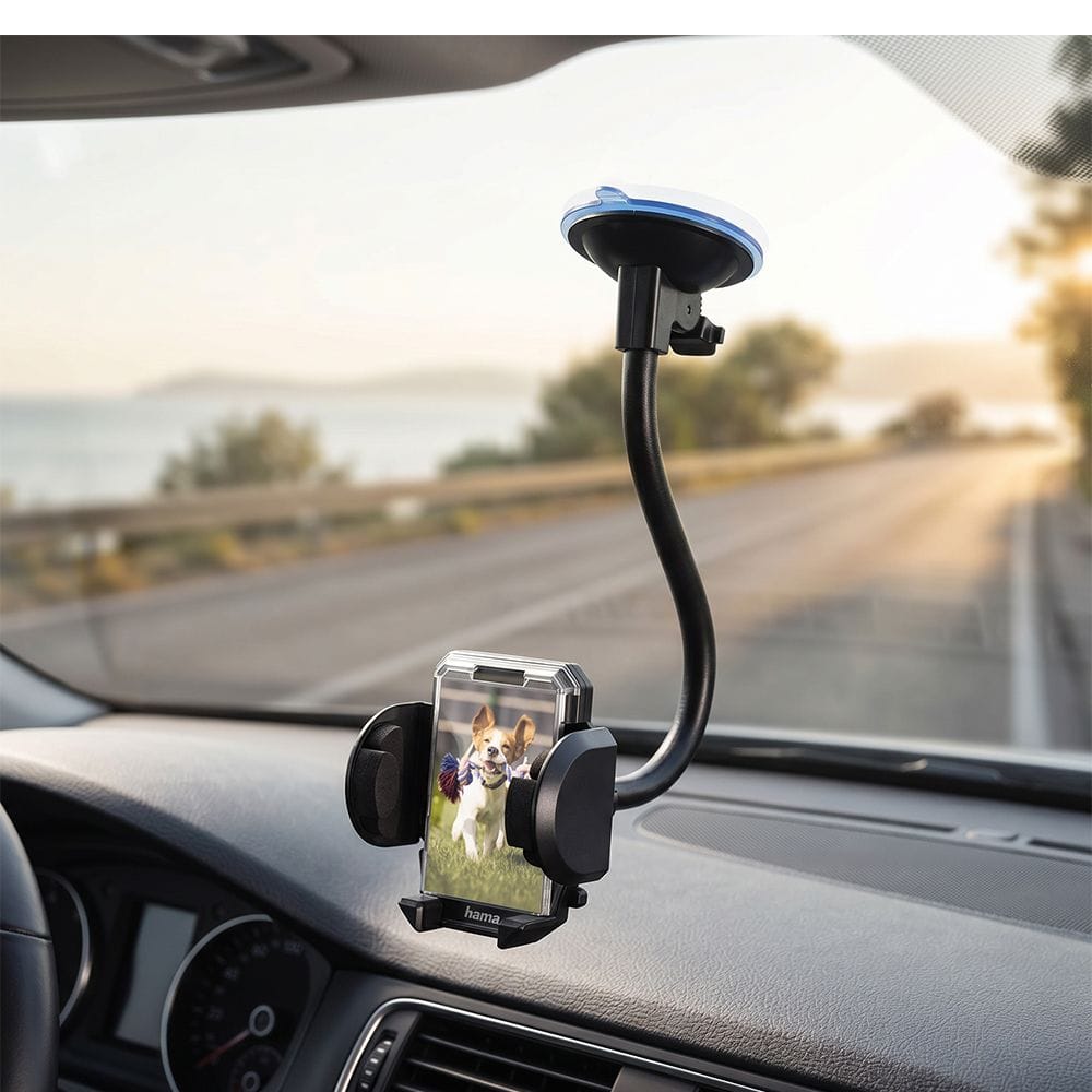 Hama Universal Smartphone Holder Set 4-11cm Device Width Support, Adjustable Clamp Mount, Secure Hands-Free Viewing | Black - 178291