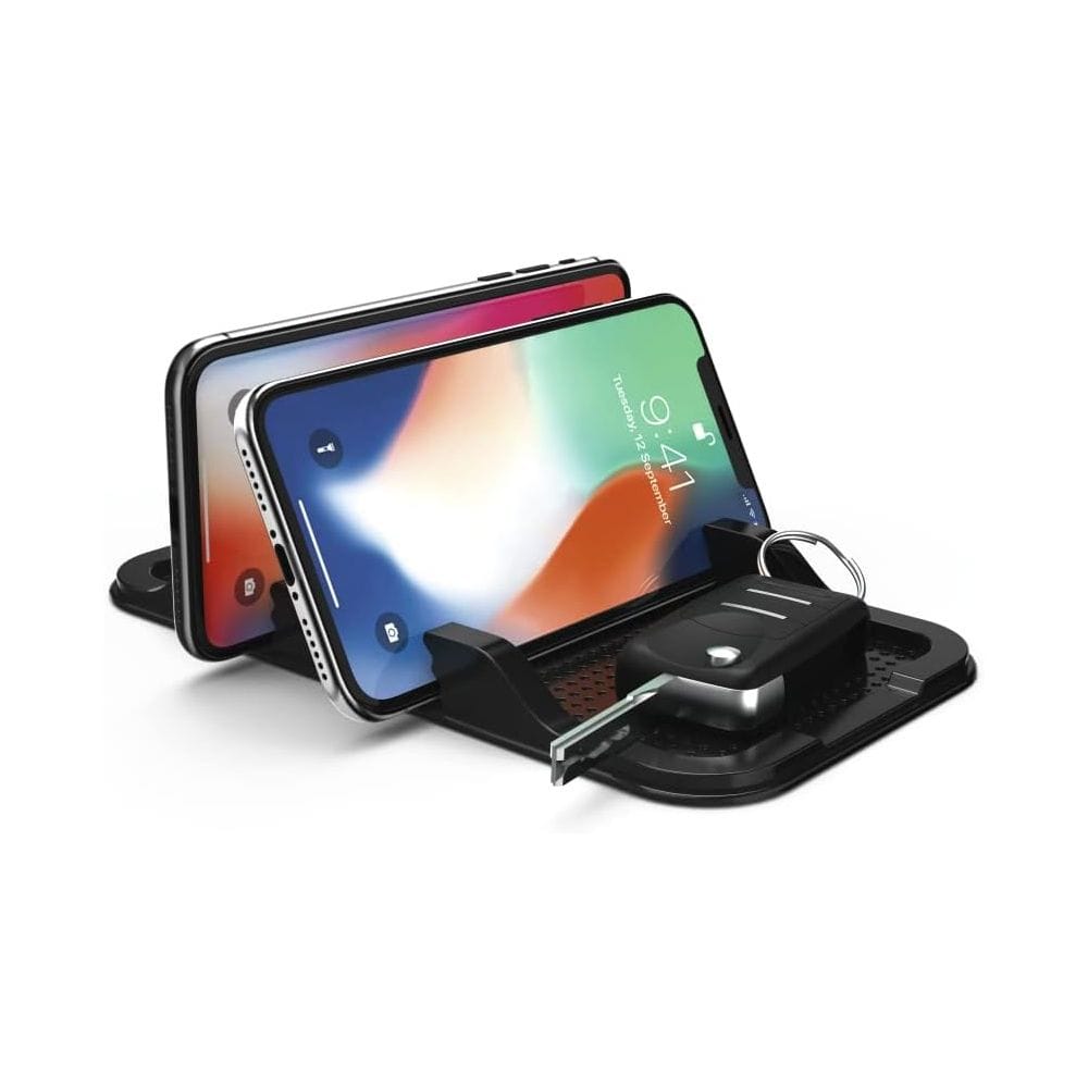 Hama Anti-Slip Pad for Smartphones Non-Skid Dashboard Grip Mat, Secure Mobile Phone Holder, Washable Reusable Design | Black - 183279