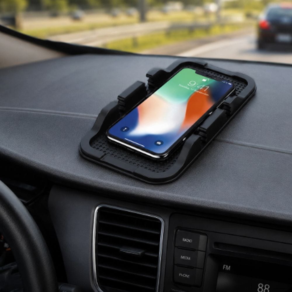 Hama Anti-Slip Pad for Smartphones Non-Skid Dashboard Grip Mat, Secure Mobile Phone Holder, Washable Reusable Design | Black - 183279
