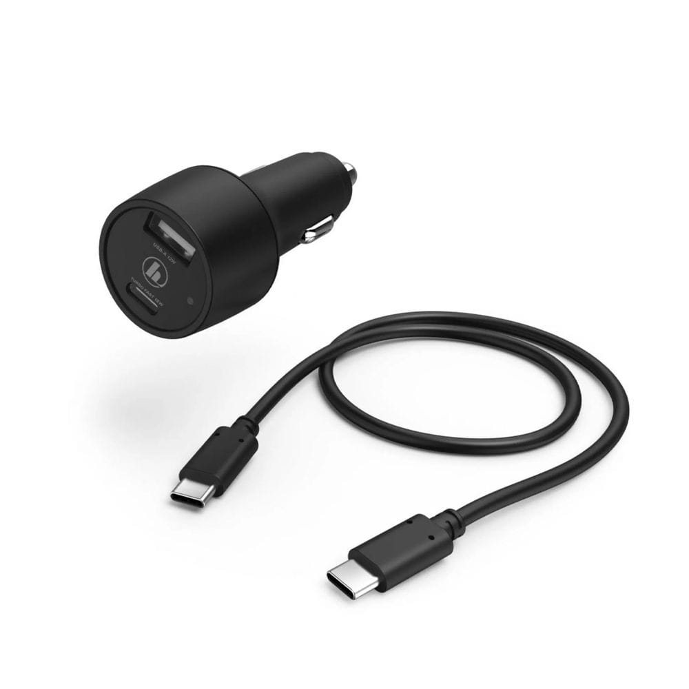 Hama Car Charging Kit USB-C & USB-A PD/Qualcomm 30W Fast Charging, 1m USB-C Cable Included | Black - 210522