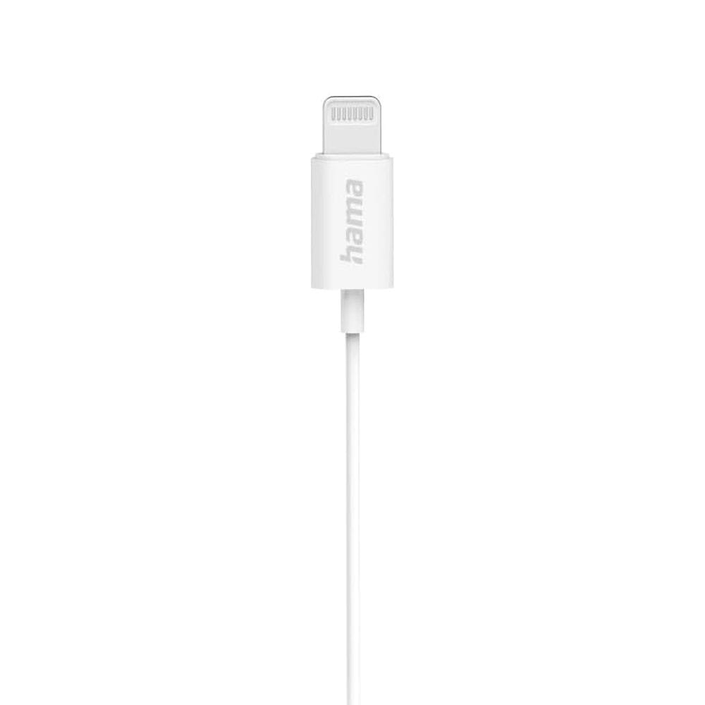 Hama Glow Earbuds with Microphone Lightning Connector, Stereo Sound, Inline Remote Control | White - 184156