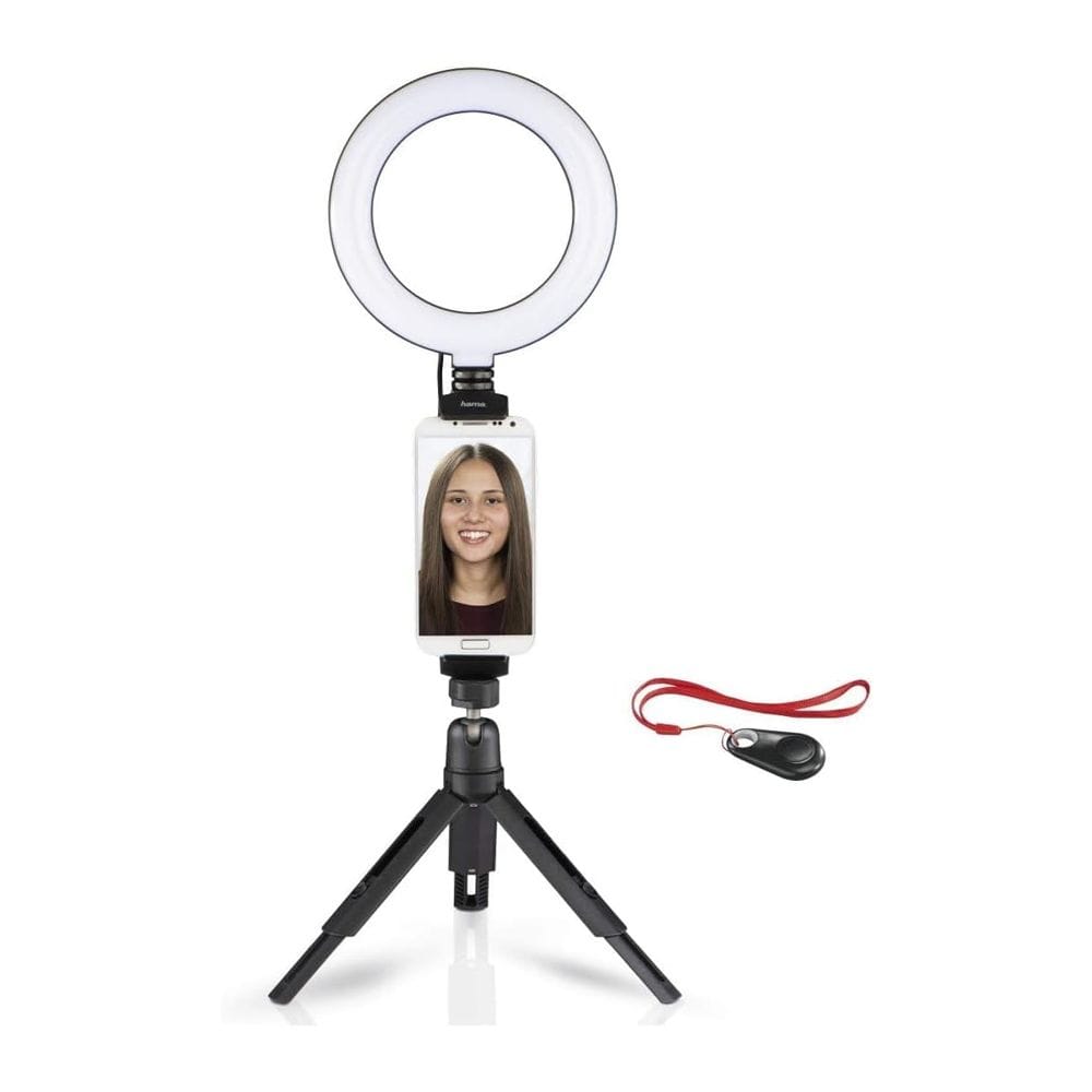 Hama Spotlight Work Area 67 LED Ring Light Set Smartphone & Tablet Holder, Adjustable Brightness, USB Powered | Black - 4644