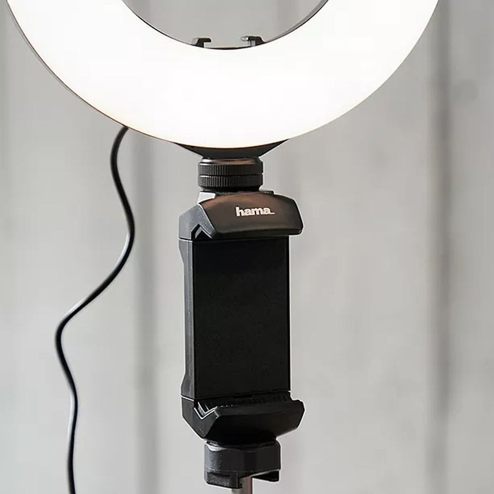 Hama Spotlight Work Area 67 LED Ring Light Set Smartphone & Tablet Holder, Adjustable Brightness, USB Powered | Black - 4644