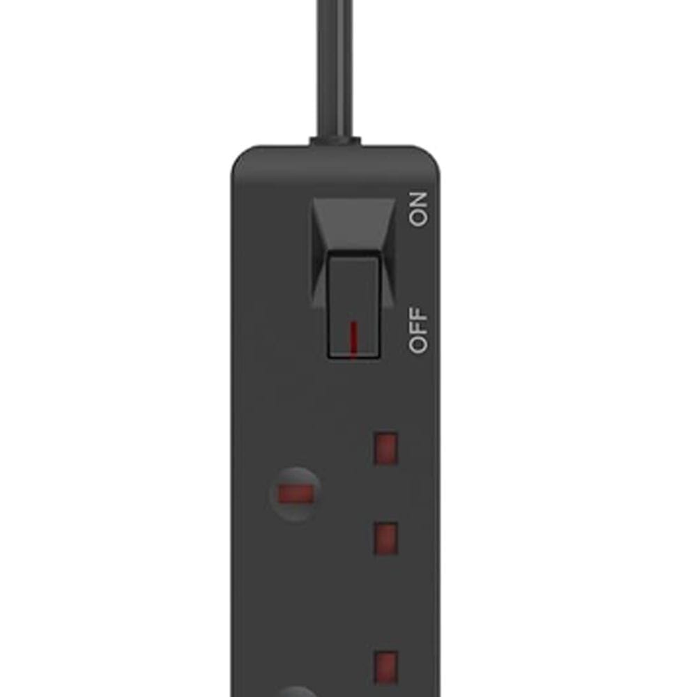 Hama Power Strip UK Plug 4-Way with 2x USB-A Ports, 1.5m Cable, Surge Protection | Black - D3223853