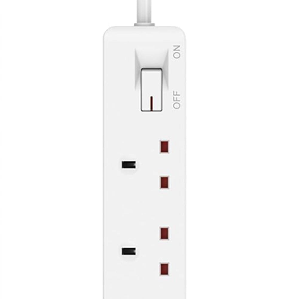 Hama Power Strip UK Plug 4-Way with 2x USB-A Ports, 1.5m Cable, Surge Protection | White - D3223851