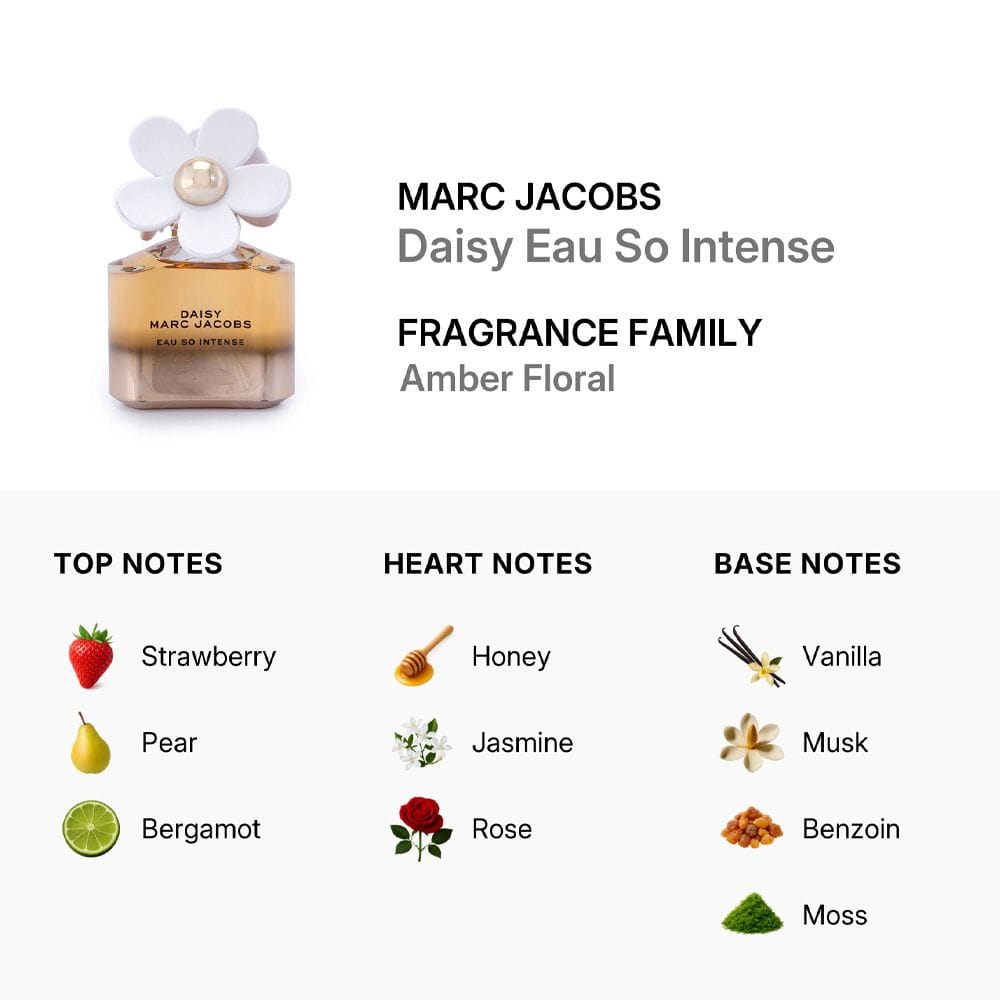 Marc Jacobs Daisy Eau So Intense Eau de Parfum 100ML – Strawberry, Jasmine & Honey Warm Fruity Floral Women’s Fragrance | 3616301776024