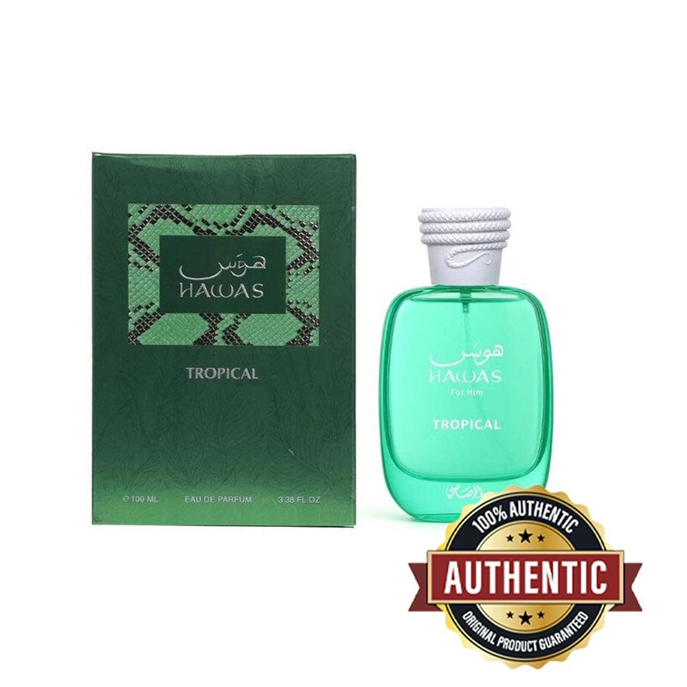 Rasasi Hawas Tropical Eau de Parfum 100ML for Men - Coconut Water, Pineapple & Amber Fresh Tropical Fragrance | 614514464441