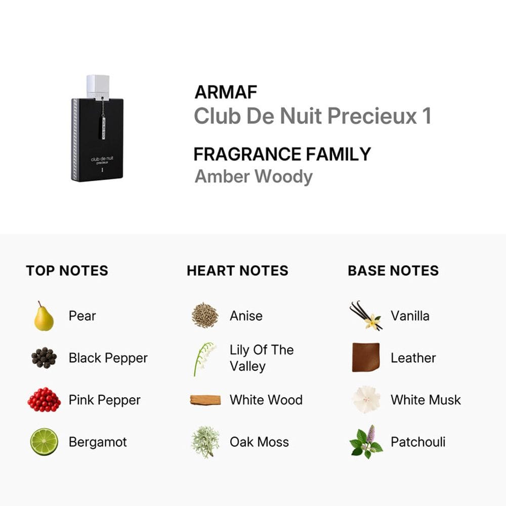 Armaf Club de Nuit Precieux 1 Extrait de Parfum 55ML – Pineapple, Bergamot & Leather Intense Long Lasting Luxury Fragrance | 6294015181913