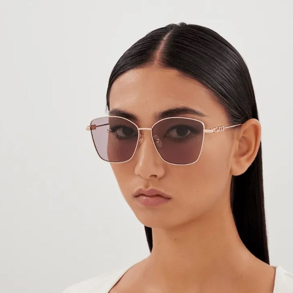 غوتشي نظارة شمسية كات آي للنساء GG1805SA - إطار معدني كامل، عدسات Bio Nylon فئة 3 للحماية من الأشعة فوق البنفسجية، نظارات فاخرة مصممة | فضي/أحمر - 889652525983