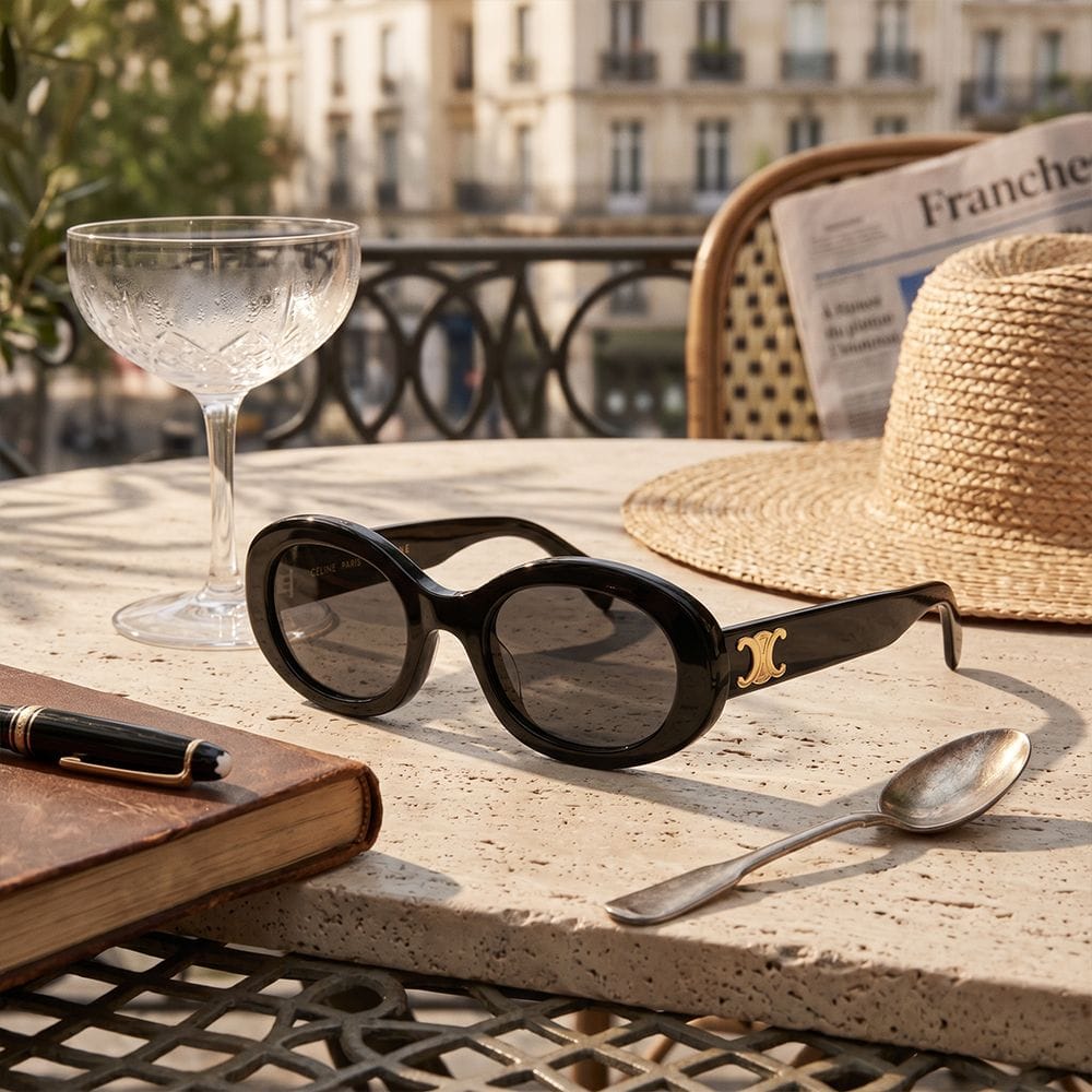 Celine CL40194U Oval Sunglasses – Slim Acetate Frame, Dark UV Protection Lenses, Minimalist Luxury Designer Eyewear | Black/Grey - 192337081071