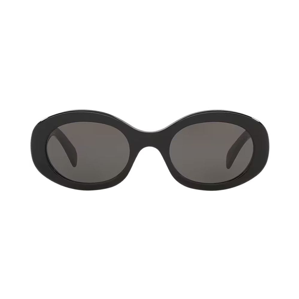 Celine CL40194U Oval Sunglasses – Slim Acetate Frame, Dark UV Protection Lenses, Minimalist Luxury Designer Eyewear | Black/Grey - 192337081071