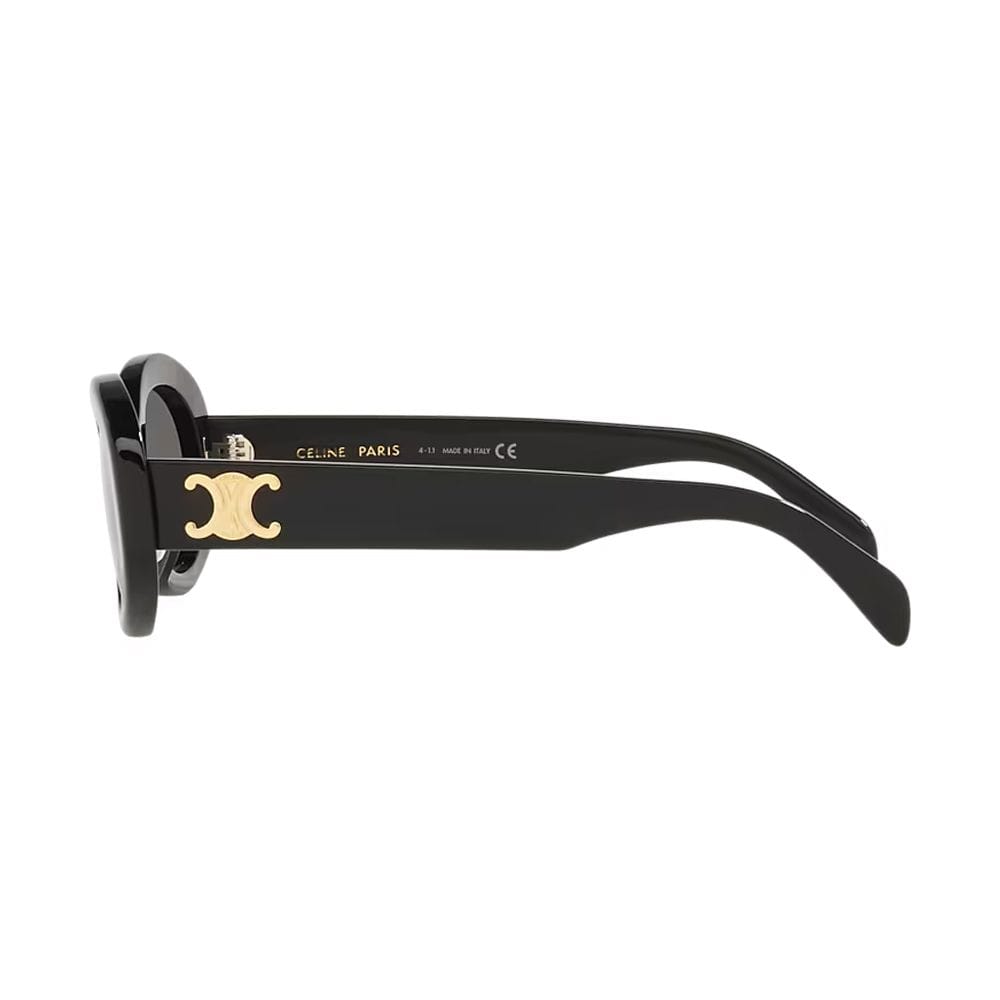 Celine CL40194U Oval Sunglasses – Slim Acetate Frame, Dark UV Protection Lenses, Minimalist Luxury Designer Eyewear | Black/Grey - 192337081071