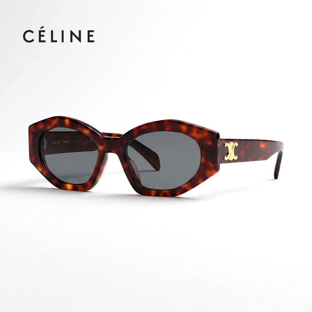 Celine Women CL40238U Cat-Eye Sunglasses - Bold Acetate Frame, Brown Gradient UV Protection Lenses, Luxury French Designer Eyewear | Tortoise/Brown - 192337121333