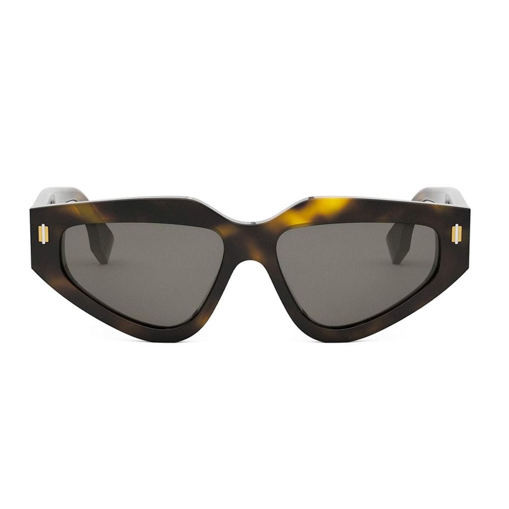 فيندي نظارة شمسية هندسية للنساء FE40163U Fendi Roma - إطار أسيتات، تفاصيل Pequin أمامية، عدسات رمادية للحماية من الأشعة فوق البنفسجية | هافانا/رمادي - 192337204586