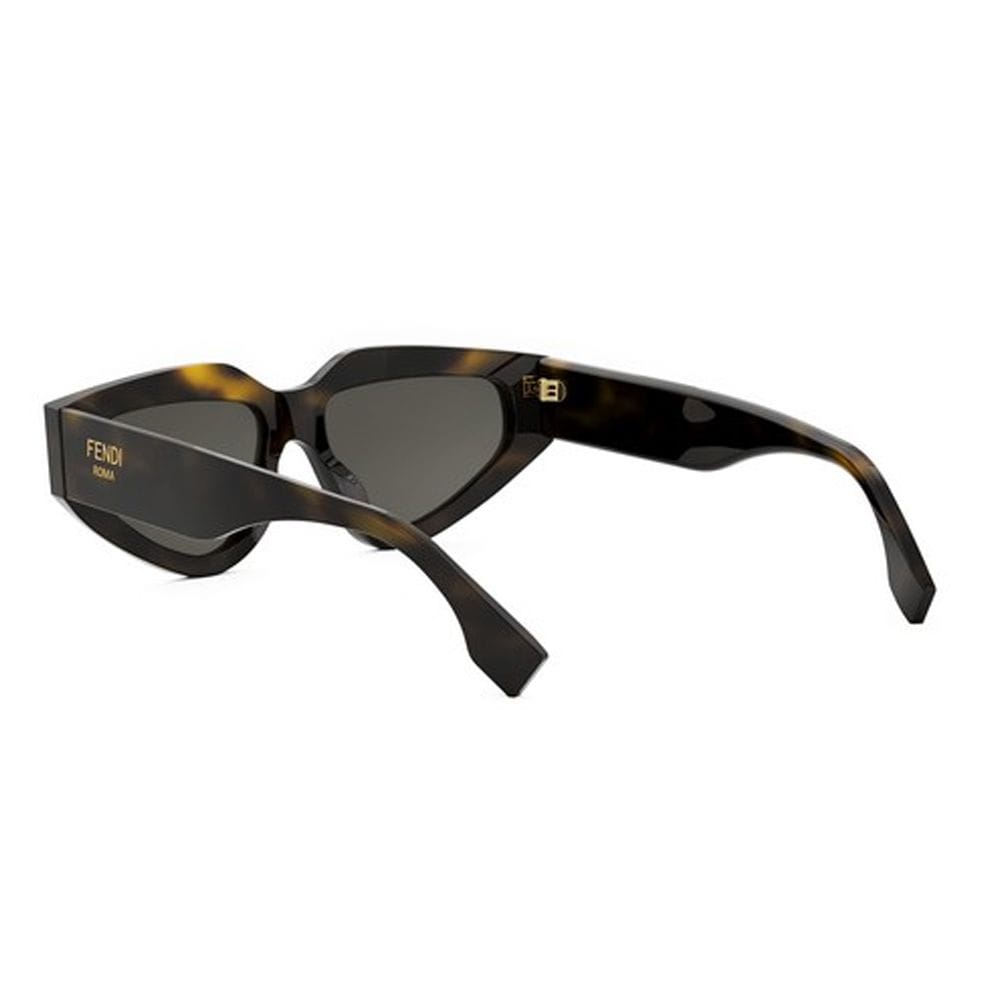 فيندي نظارة شمسية هندسية للنساء FE40163U Fendi Roma - إطار أسيتات، تفاصيل Pequin أمامية، عدسات رمادية للحماية من الأشعة فوق البنفسجية | هافانا/رمادي - 192337204586
