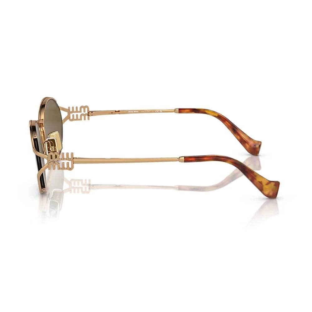 Miu Miu 52YS Oval Sunglasses – Slim Metal Frame, Solid UV Protection Lenses, Luxury Fashion Designer Eyewear | 8056597886932