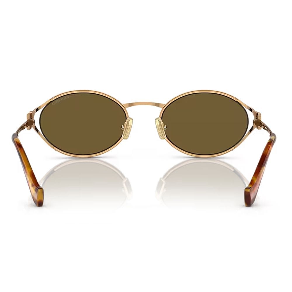 Miu Miu 52YS Oval Sunglasses – Slim Metal Frame, Solid UV Protection Lenses, Luxury Fashion Designer Eyewear | 8056597886932