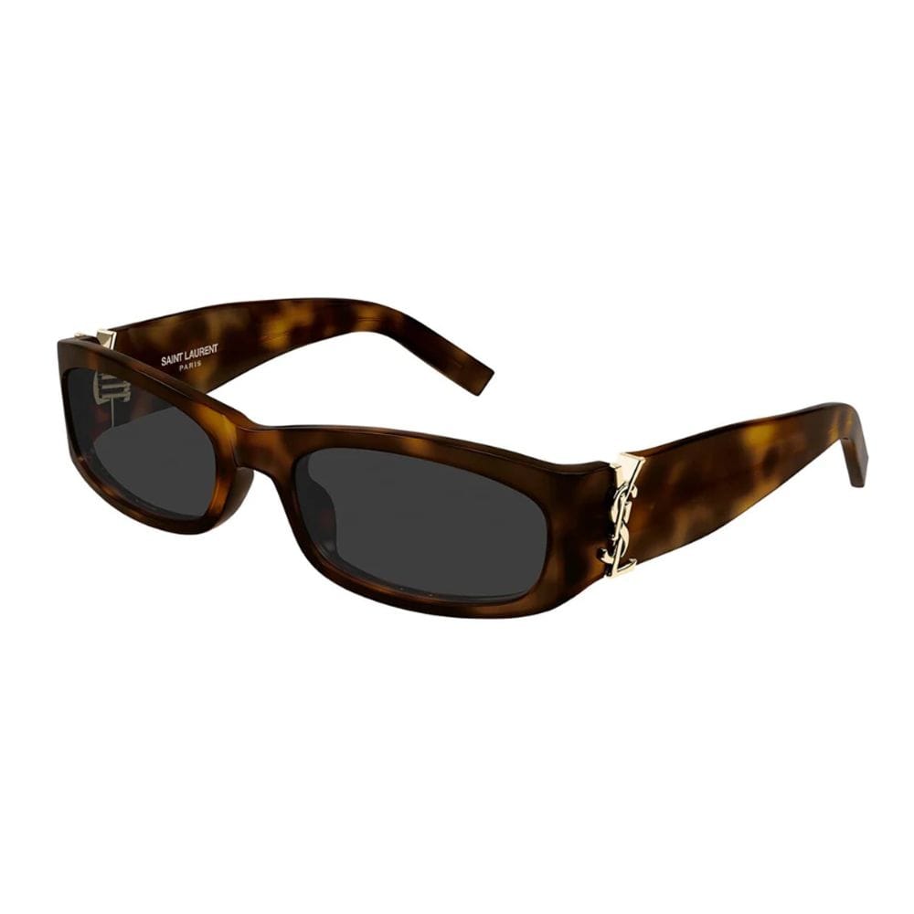 Saint Laurent Women SL M153/F Cat-Eye Sunglasses - Recycled Acetate Full Rim Frame, Bio Nylon Category 3 UV Lenses | Tortoise/Grey - 889652606279