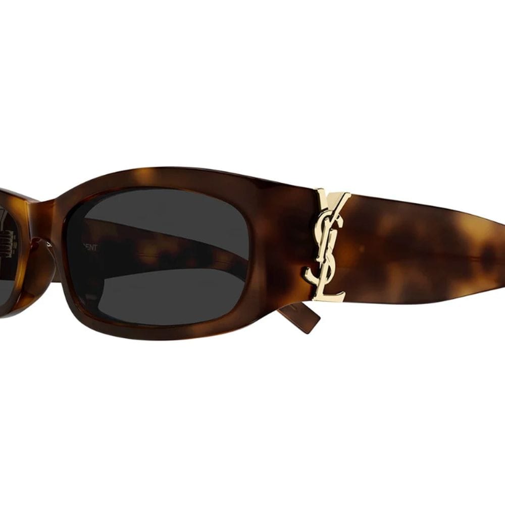 Saint Laurent Women SL M153/F Cat-Eye Sunglasses – Recycled Acetate Full Rim Frame, Bio Nylon Category 3 UV Lenses | Tortoise/Grey - 889652606279