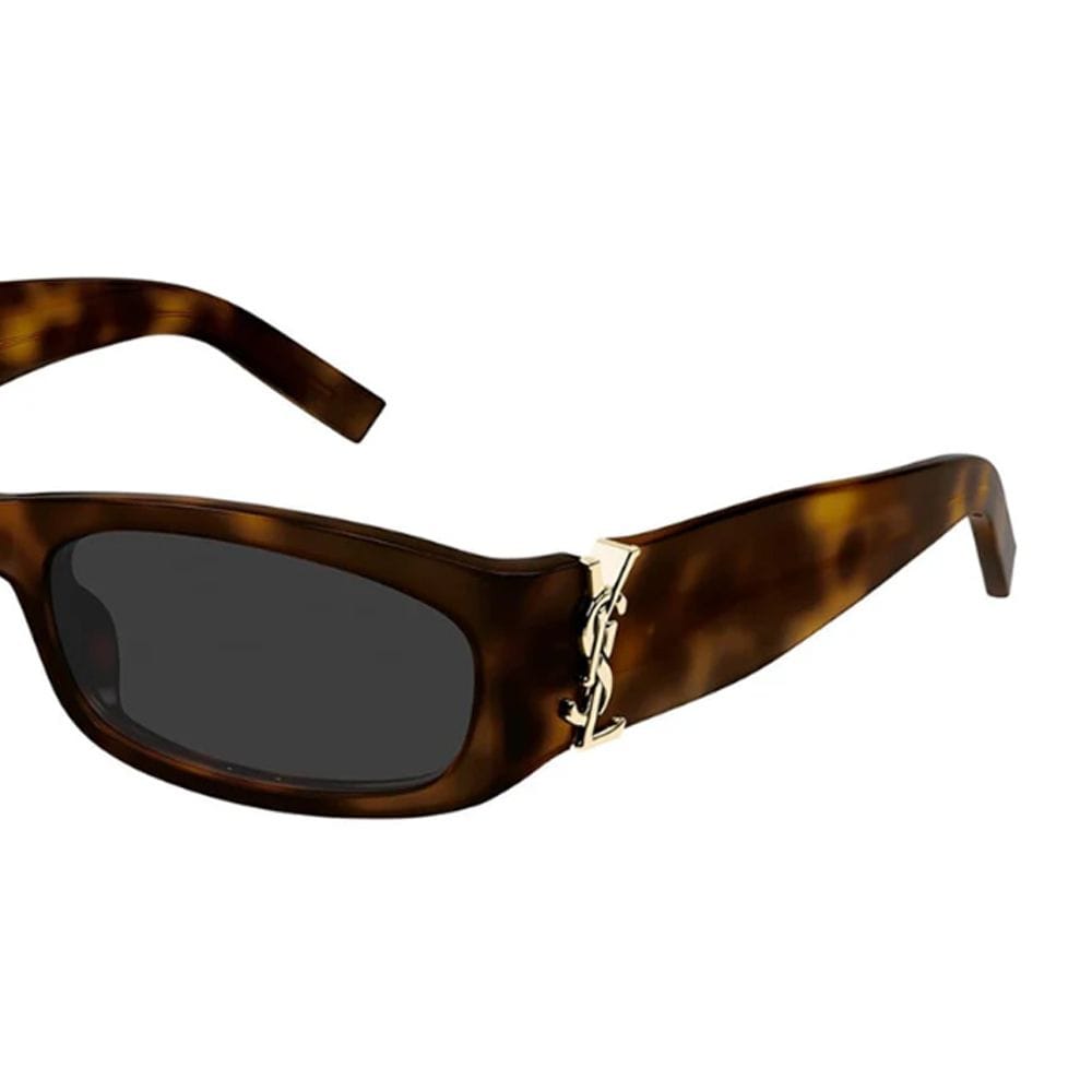 Saint Laurent Women SL M153/F Cat-Eye Sunglasses – Recycled Acetate Full Rim Frame, Bio Nylon Category 3 UV Lenses | Tortoise/Grey - 889652606279