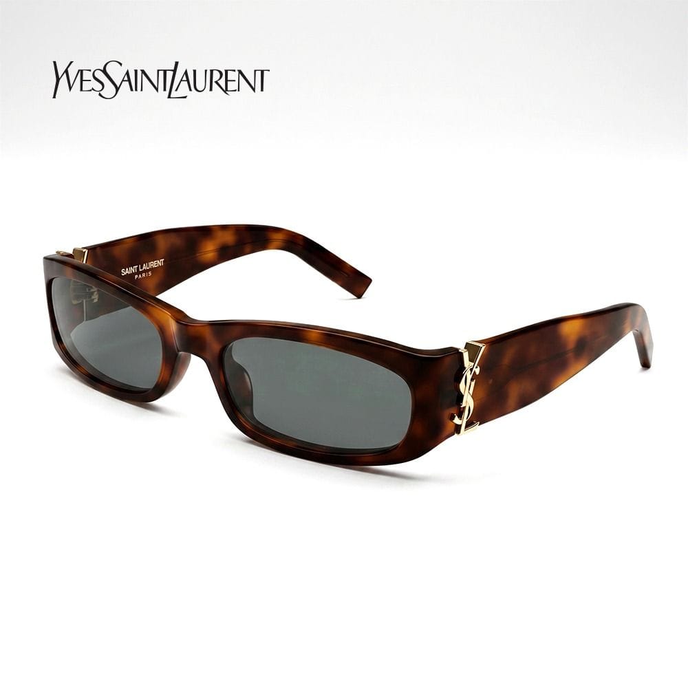 Saint Laurent Women SL M153/F Cat-Eye Sunglasses - Recycled Acetate Full Rim Frame, Bio Nylon Category 3 UV Lenses | Tortoise/Grey - 889652606279