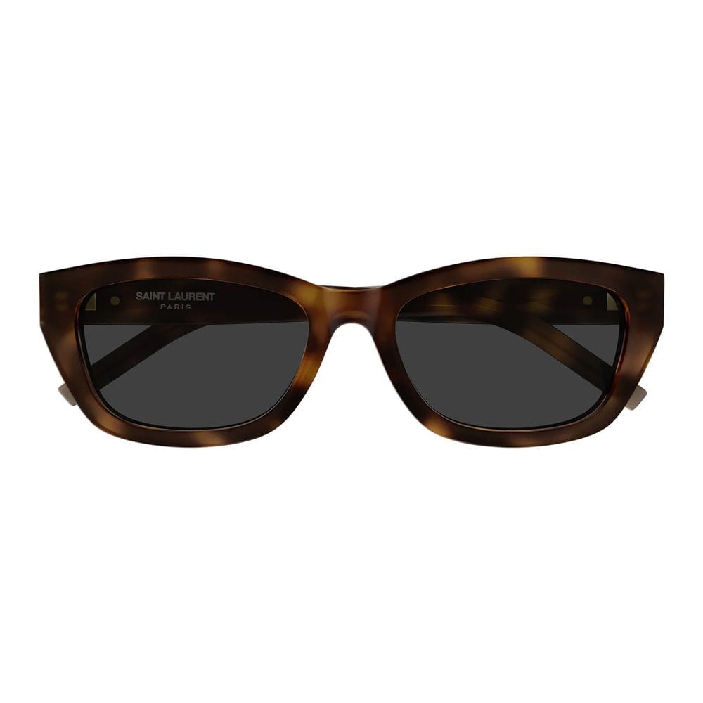 Saint Laurent Women SL M153 Cat-Eye Sunglasses – Recycled Acetate Frame, Bio Nylon UV Protection Lenses, Full Rim Designer Eyewear | Tortoise/Grey - 889652606279