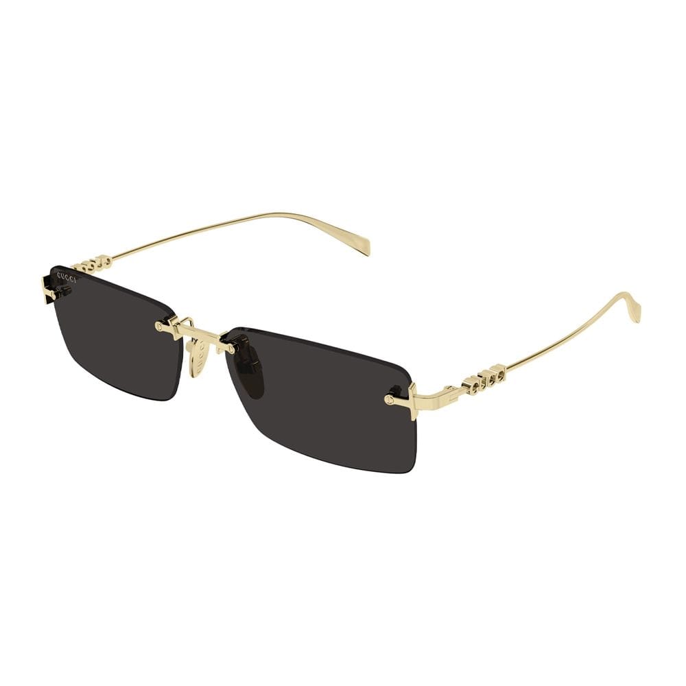 Gucci GG1941S Rectangular Sunglasses – Sleek Acetate Frame, Grey UV Protection Lenses, Luxury Italian Designer Eyewear | Gold/Grey - 889652569581