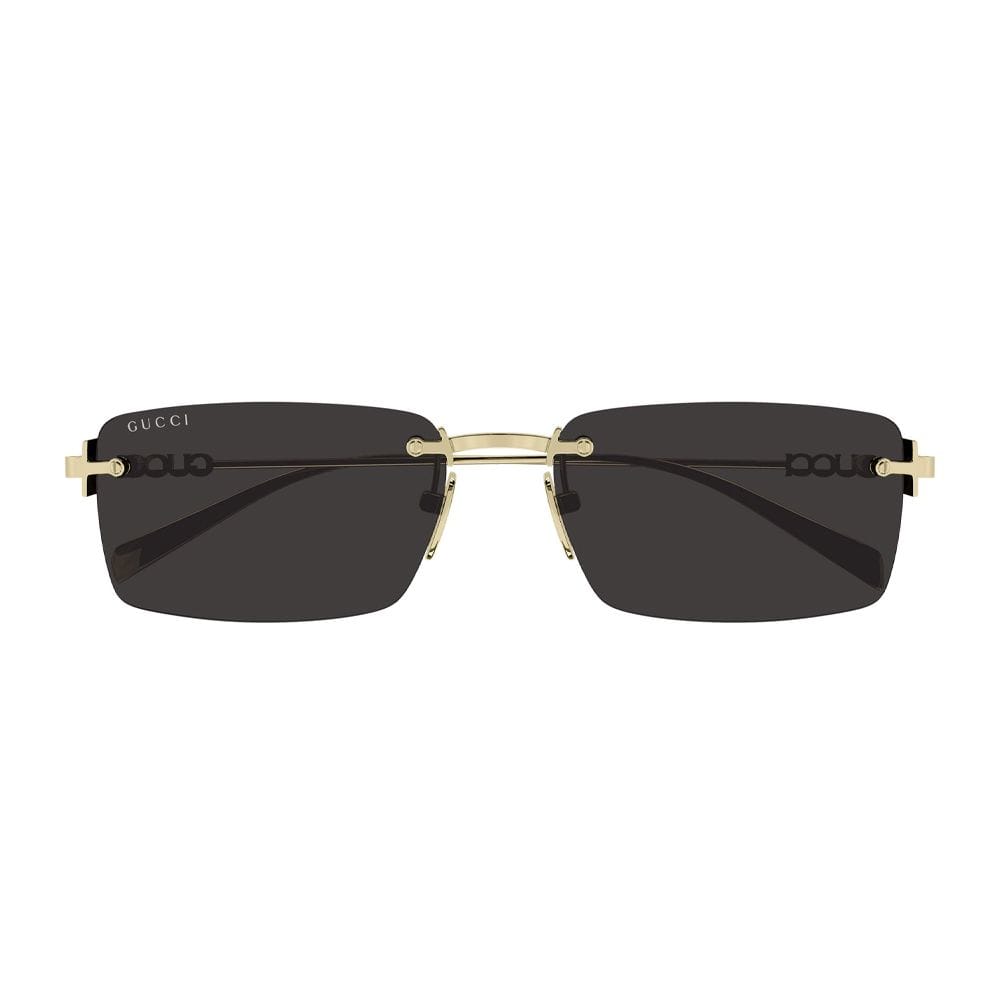 Gucci GG1941S Rectangular Sunglasses – Sleek Acetate Frame, Grey UV Protection Lenses, Luxury Italian Designer Eyewear | Gold/Grey - 889652569581