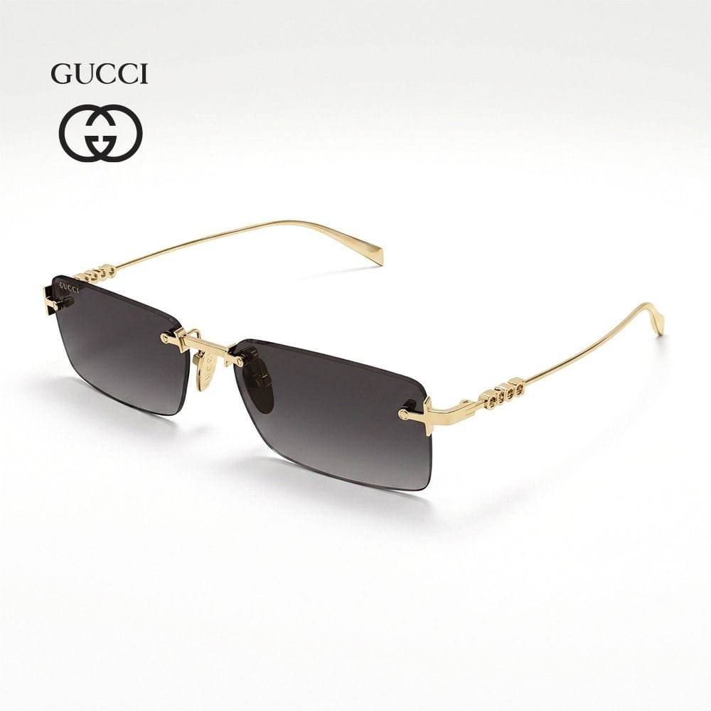 Gucci Men GG1941S Rectangular Sunglasses - Sleek Acetate Frame, Grey UV Protection Lenses, Luxury Italian Designer Eyewear | Gold/Grey - 889652569581