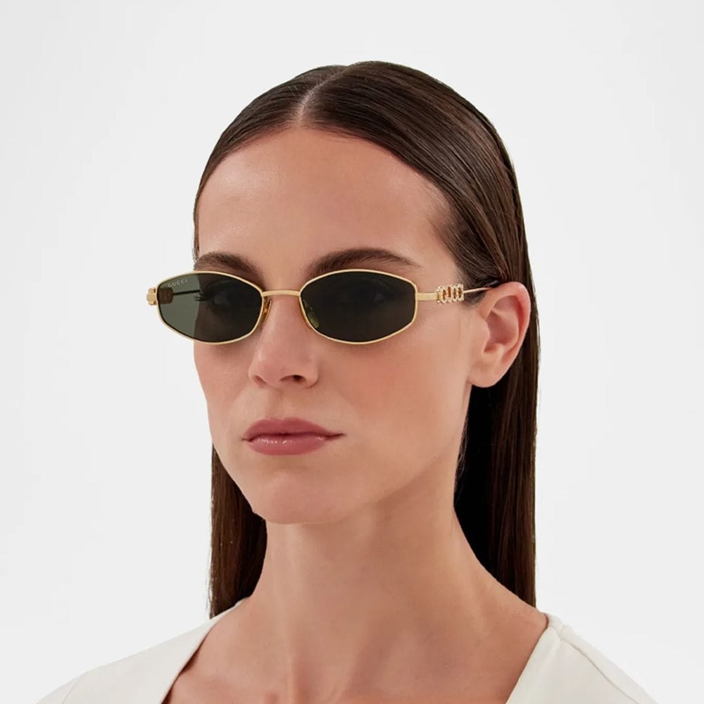 Gucci GG1802S Round Sunglasses – Lightweight Metal Frame, Retro-Inspired Design, Grey UV Protection Lenses | Gold/Grey - 889652528298
