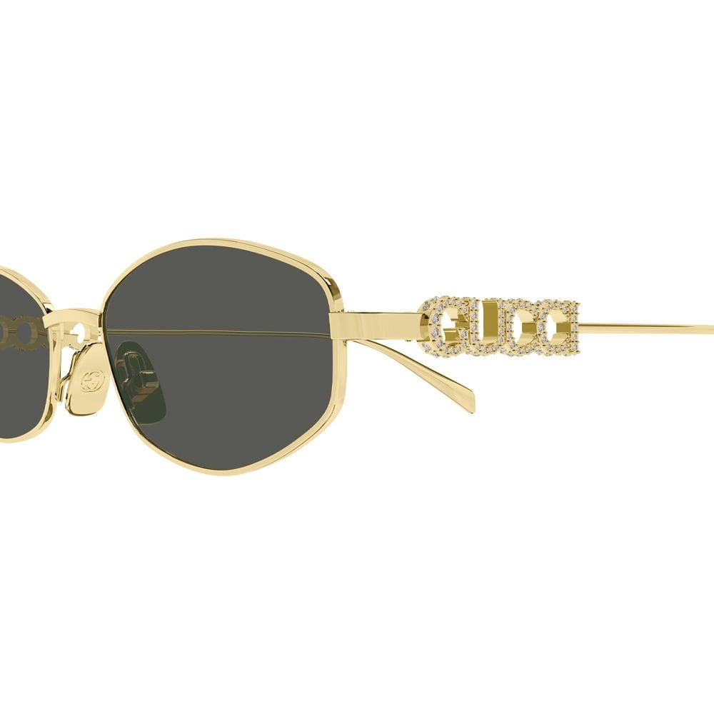 Gucci GG1802S Round Sunglasses – Lightweight Metal Frame, Retro-Inspired Design, Grey UV Protection Lenses | Gold/Grey - 889652528298