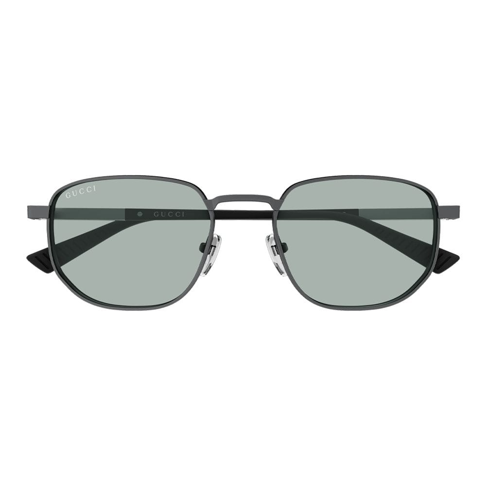 Gucci Men GG2093S Rectangular Sunglasses – Full Rim Metal Frame, Fashion Designer Eyewear, Blue UV Protection Lenses | Ruthenium Black/Blue - 889652627687