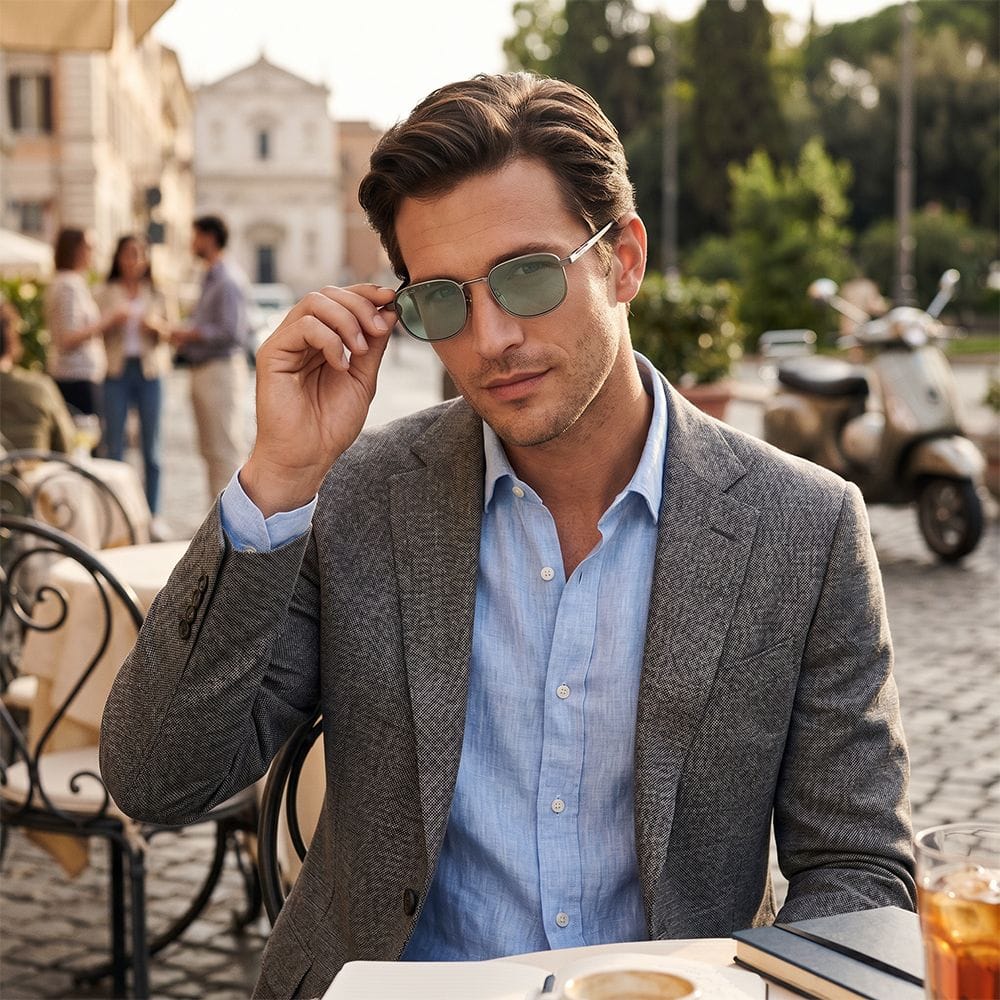 Gucci Men GG2093S Rectangular Sunglasses – Full Rim Metal Frame, Fashion Designer Eyewear, Blue UV Protection Lenses | Ruthenium Black/Blue - 889652627687
