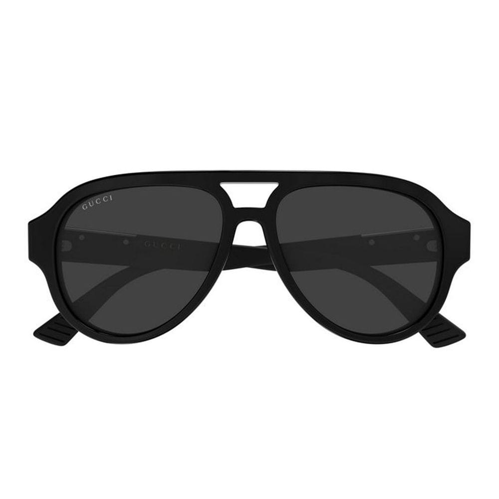 Gucci Men GG2088S Pilot Sunglasses – Recycled Acetate Full-Rim Frame, Grey UV Protection Lenses, Luxury Designer Eyewear | Black/Grey - 889652627434