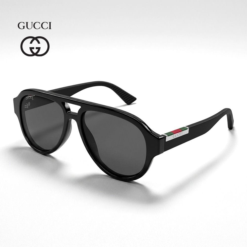 Gucci Men GG2088S Pilot Sunglasses - Recycled Acetate Full-Rim Frame, Grey UV Protection Lenses, Luxury Designer Eyewear | Black/Grey - 889652627434
