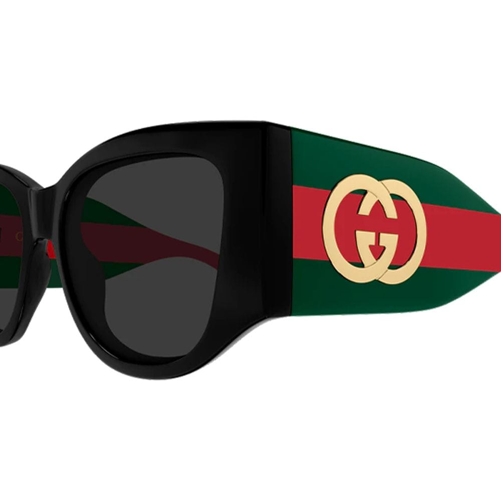 Gucci Women GG2115S Cat-Eye Sunglasses – Recycled Acetate Full-Rim Frame, Grey UV Protection Lenses, Luxury Designer Eyewear | Black/Green/Red/Grey - 889652629018