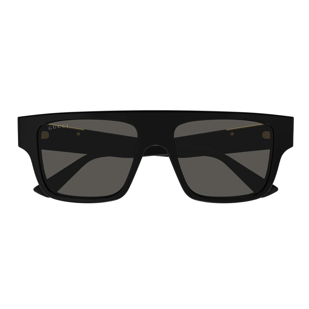 Gucci Men GG1960S Square Sunglasses – Recycled Acetate Full-Rim Frame, Grey UV Protection Lenses, Luxury Designer Eyewear | Black/Grey - 889652568607