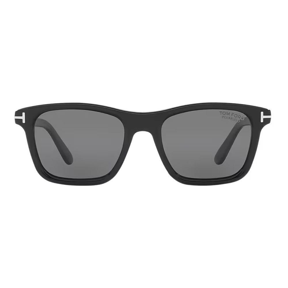 Tom Ford FT1179 Square Sunglasses – Bold Acetate Frame, Smoke UV Protection Lenses, Signature T Temple Detail | Shiny Black/Smoke - 889214548993