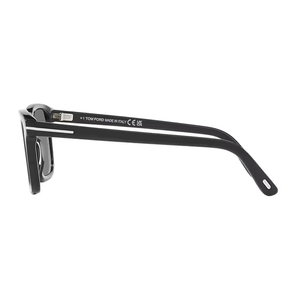 Tom Ford FT1179 Square Sunglasses – Bold Acetate Frame, Smoke UV Protection Lenses, Signature T Temple Detail | Shiny Black/Smoke - 889214548993