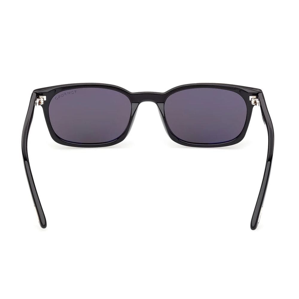 Tom Ford FT1300 Square Sunglasses – Shiny Acetate Frame, Smoke UV Protection Lenses, Signature T Temple Detail | 889214625557
