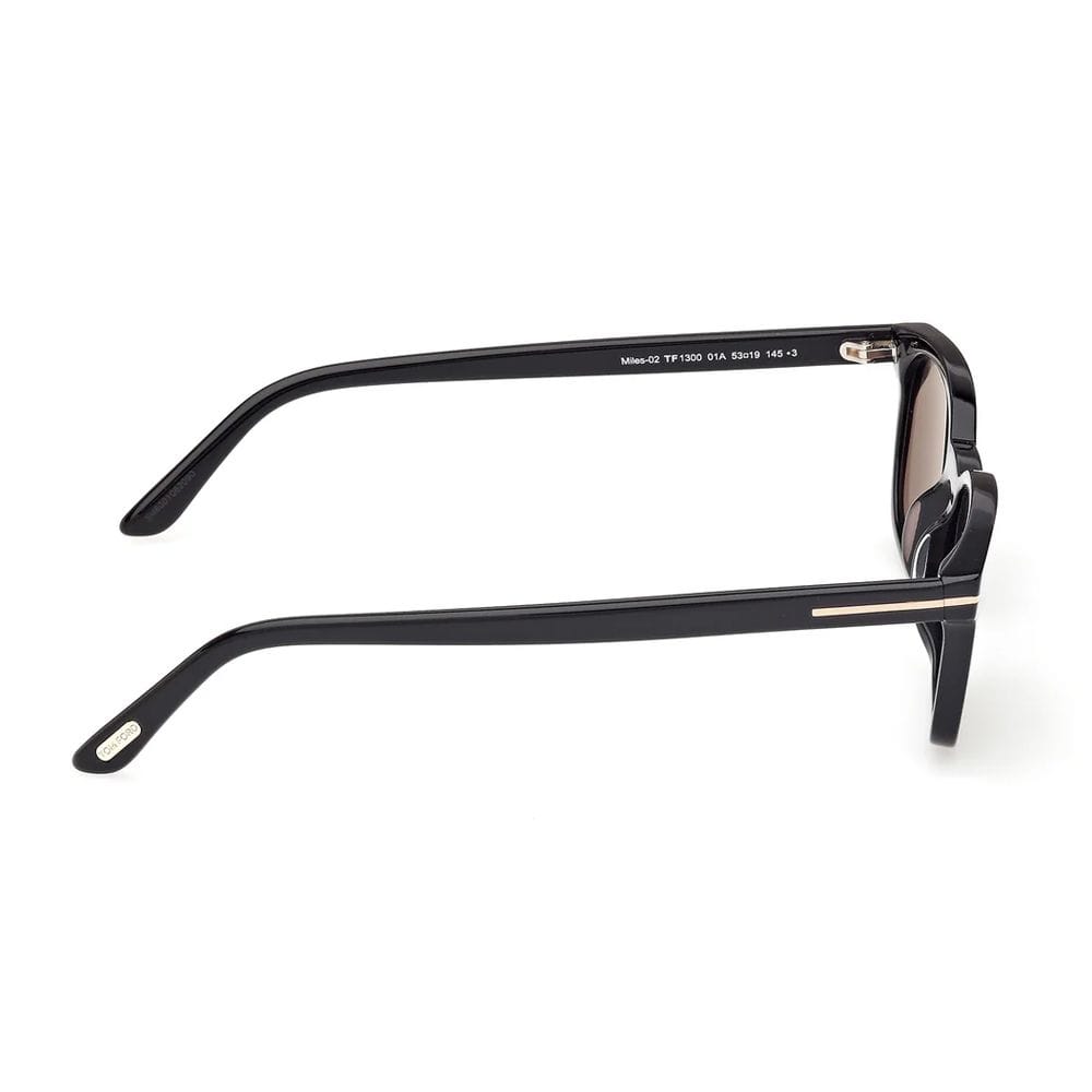 Tom Ford FT1300 Square Sunglasses – Shiny Acetate Frame, Smoke UV Protection Lenses, Signature T Temple Detail | 889214625557