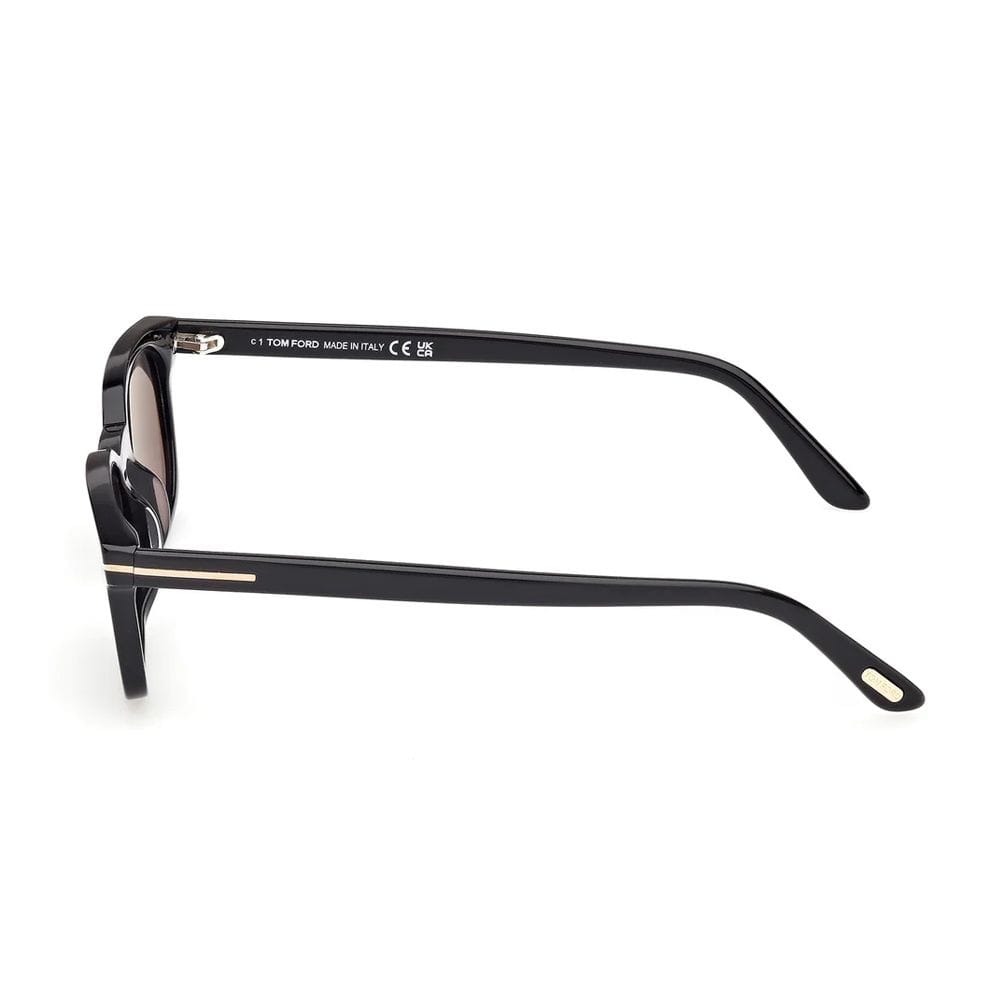 Tom Ford FT1300 Square Sunglasses – Shiny Acetate Frame, Smoke UV Protection Lenses, Signature T Temple Detail | 889214625557