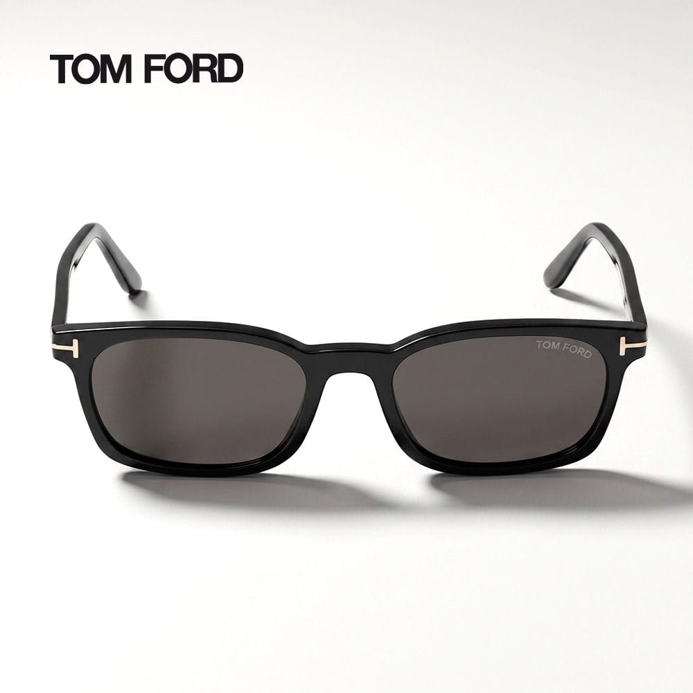 Tom Ford Unisex FT1300 Square Sunglasses - Shiny Acetate Frame, Smoke UV Protection Lenses, Signature T Temple Detail | 889214625557