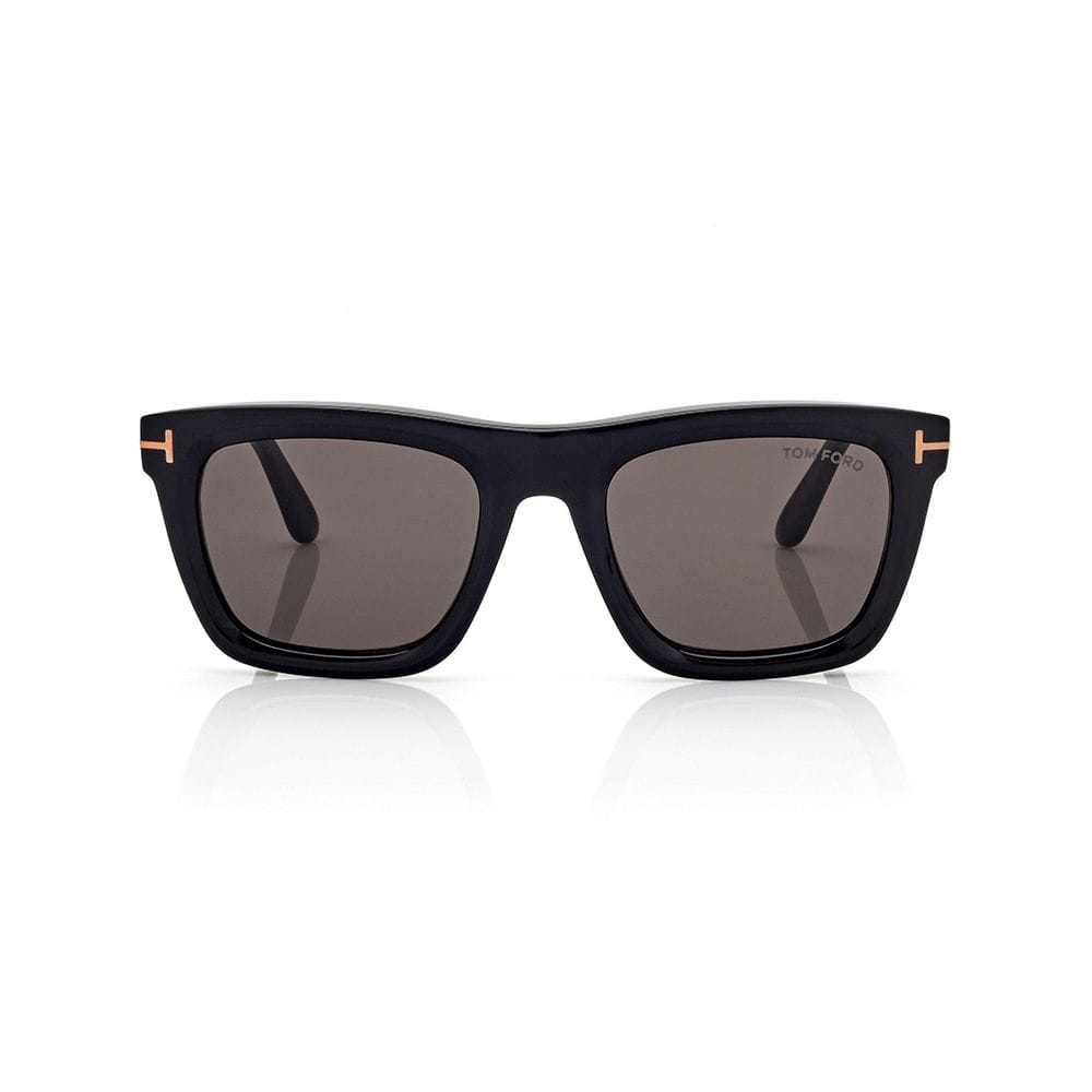 Tom Ford FT1216 Haylay Sunglasses – Soft Square Acetate Frame, Smoke UV Protection Lenses, Signature T Temple Detail | Shiny Black/Grey- 889214558701