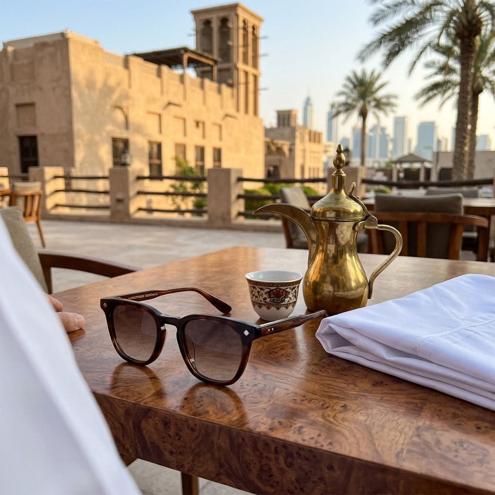 Lunetterie Générale Sunglasses – Acetate Designer Frame, 14K Gold Detailing, Gradient UV Protection Lenses | Medium Havana/Light Brown - 4000025324