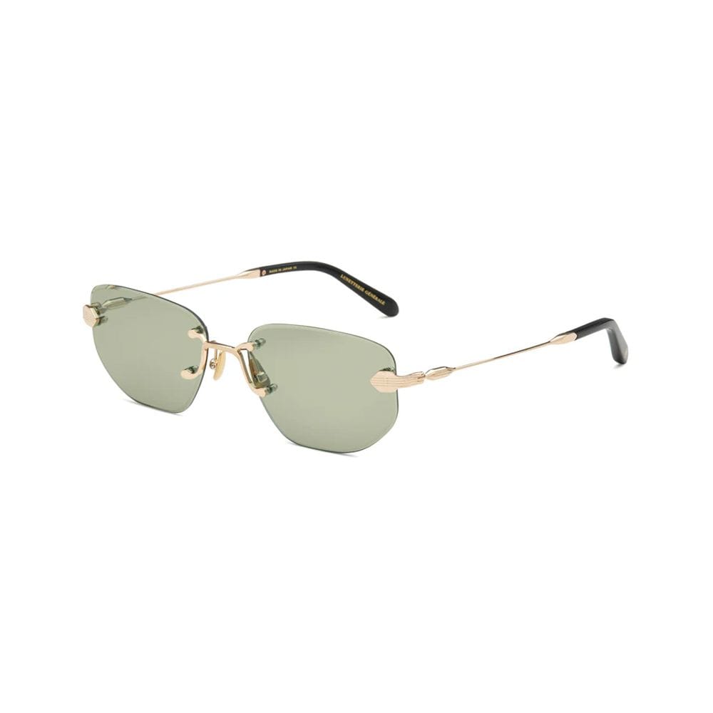 Lunetterie Générale Rendez-Vous Au Paradis Sunglasses – Rimless Frame, 18K Gold Detailing, Solid G13 UV Protection Lenses | Black/Green - 684925873422H
