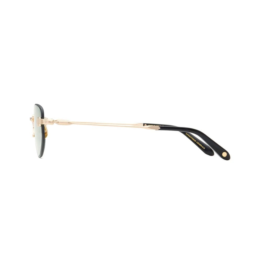 Lunetterie Générale Rendez-Vous Au Paradis Sunglasses – Rimless Frame, 18K Gold Detailing, Solid G13 UV Protection Lenses | Black/Green - 684925873422H