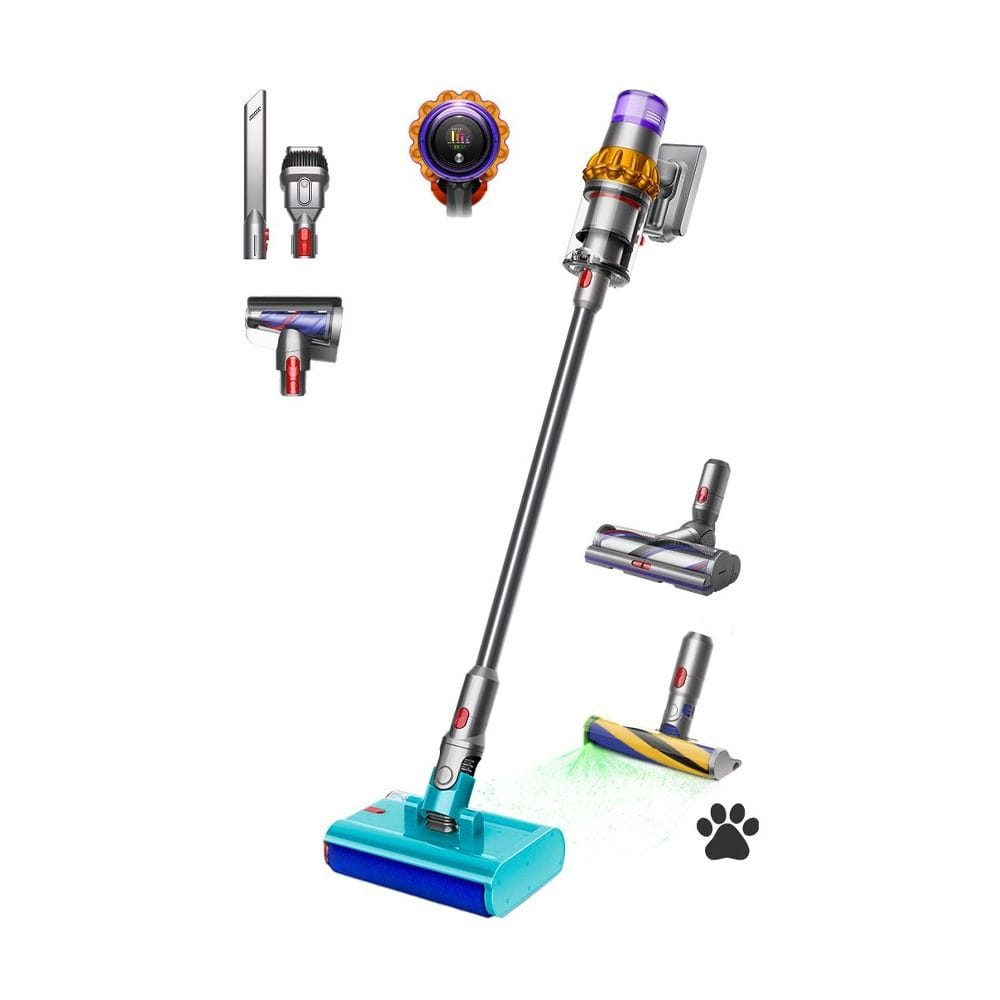 Dyson V15s Detect Submarine Wet & Dry Vacuum Cleaner, 240AW Suction Power, Submarine Wet Roller Head, HEPA Filtration & Fluffy Optic Laser | Iron/Nickel - SV47