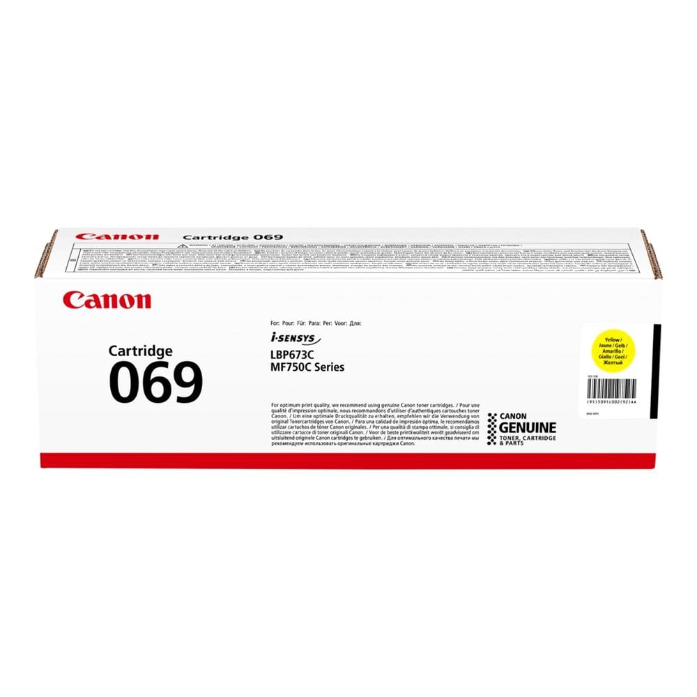 Canon 069 Laser Toner Cartridge, Genuine Yellow Toner, Standard Yield 1900 Pages, High-Quality Color Printing & Canon i-SENSYS Compatibility | Yellow - 4549292196689